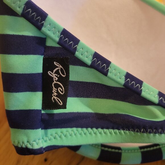 Rip Curl Women's Medium Striped Bikini 2-Piece Blue/Green Halter Top Underwire - Picture 4 of 6